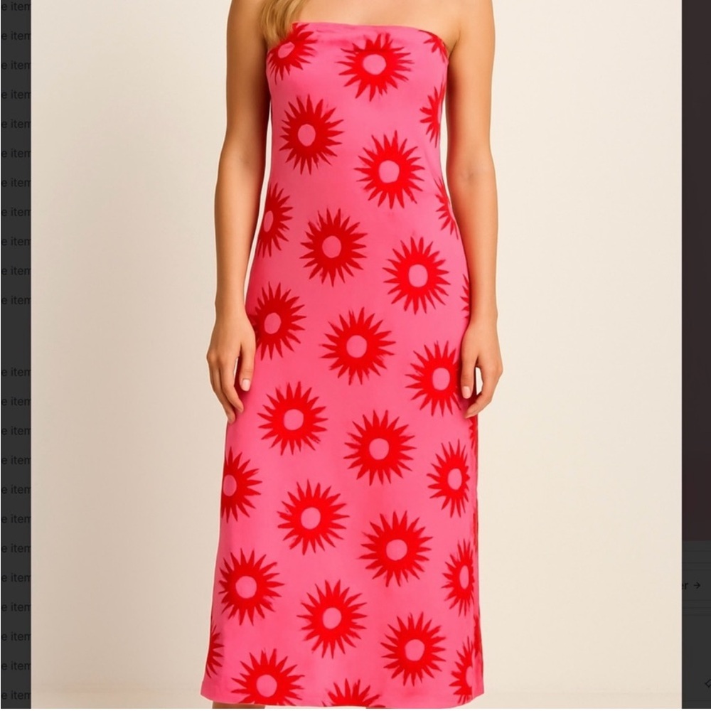 Paper Heart Anthropologie Red Sun Linen Blend Dress